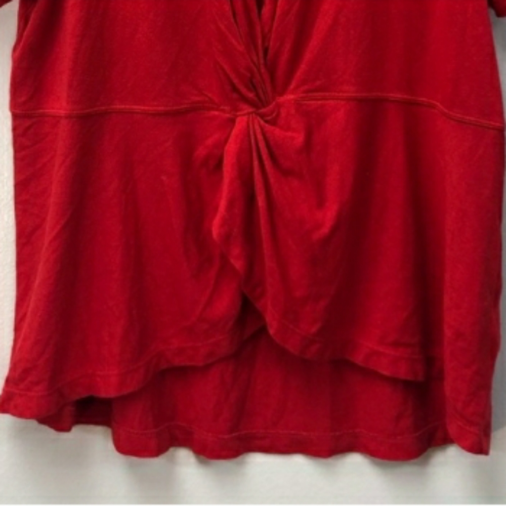 Free People Red Choker Neckline Deep V Opening Knotted Bodice Top size S - Picture 6 of 8